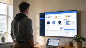 Upload the image I generated earlier and set alt text to: "Container security dashboard showing malware scanning"